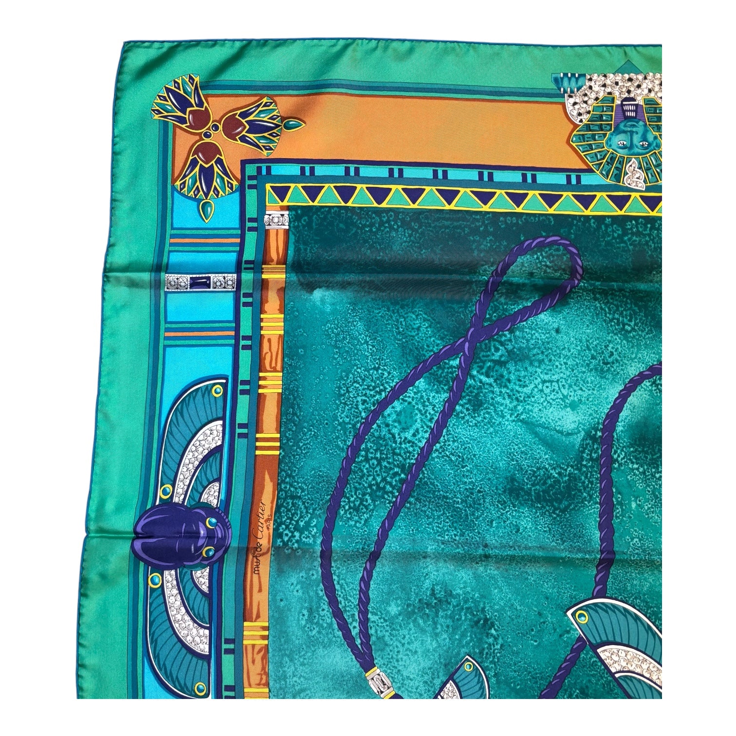 Cartier Must de Cartier “Le Scarabée” 34” x 34” Egyptian Motif