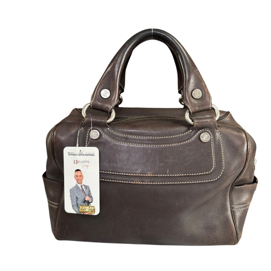 Celine Boogie Brown Leather SHW Boston Zip Bag
