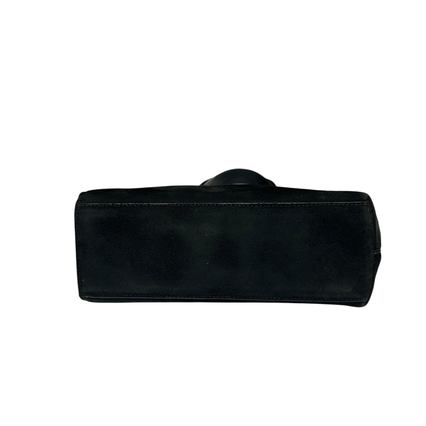 Gucci G Black Suede. Leather GHW Mini Tilt-Lock Top Purse
