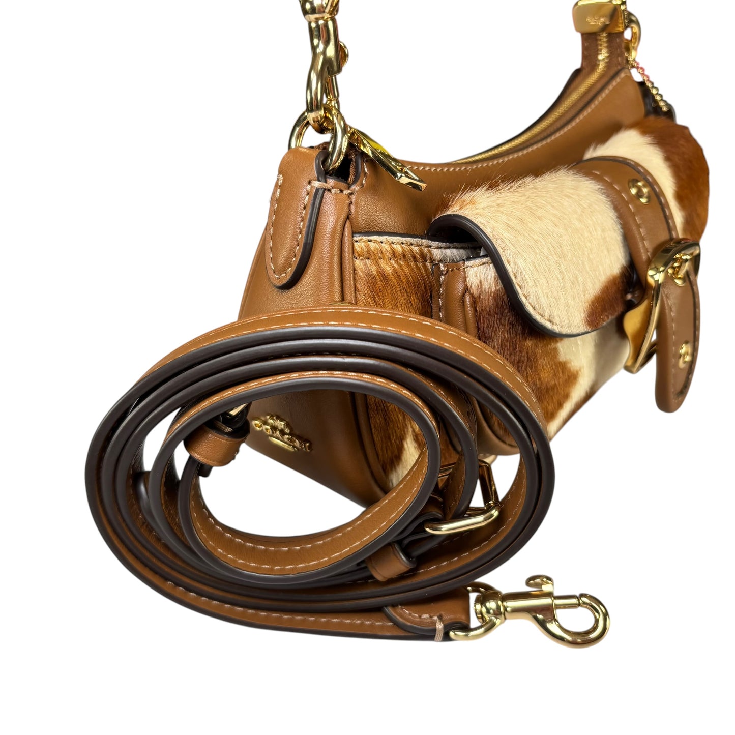 Coach Ashton Mini Brown GHW Hair Calf 2-Way Shoulder Purse