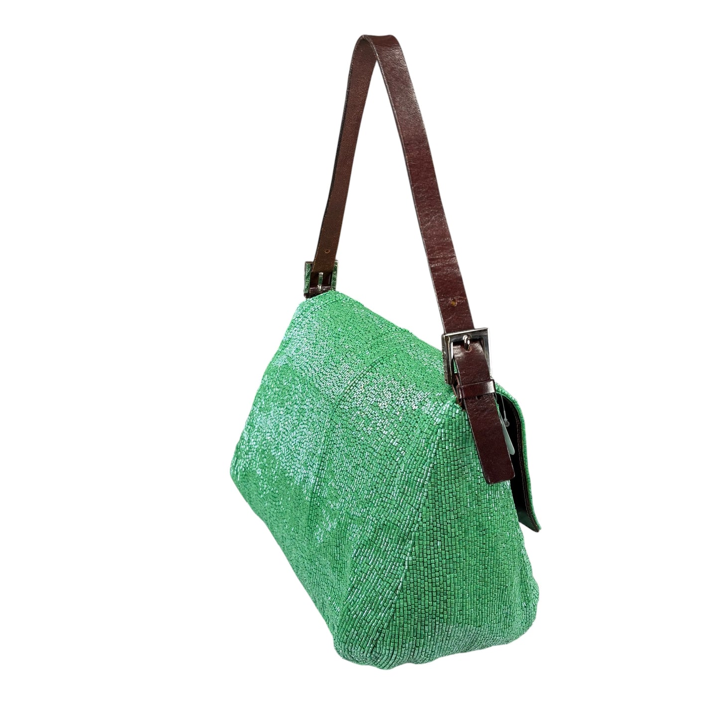 Fendi Y2K Mama Baguette Large Mint Beaded Shoulder Purse