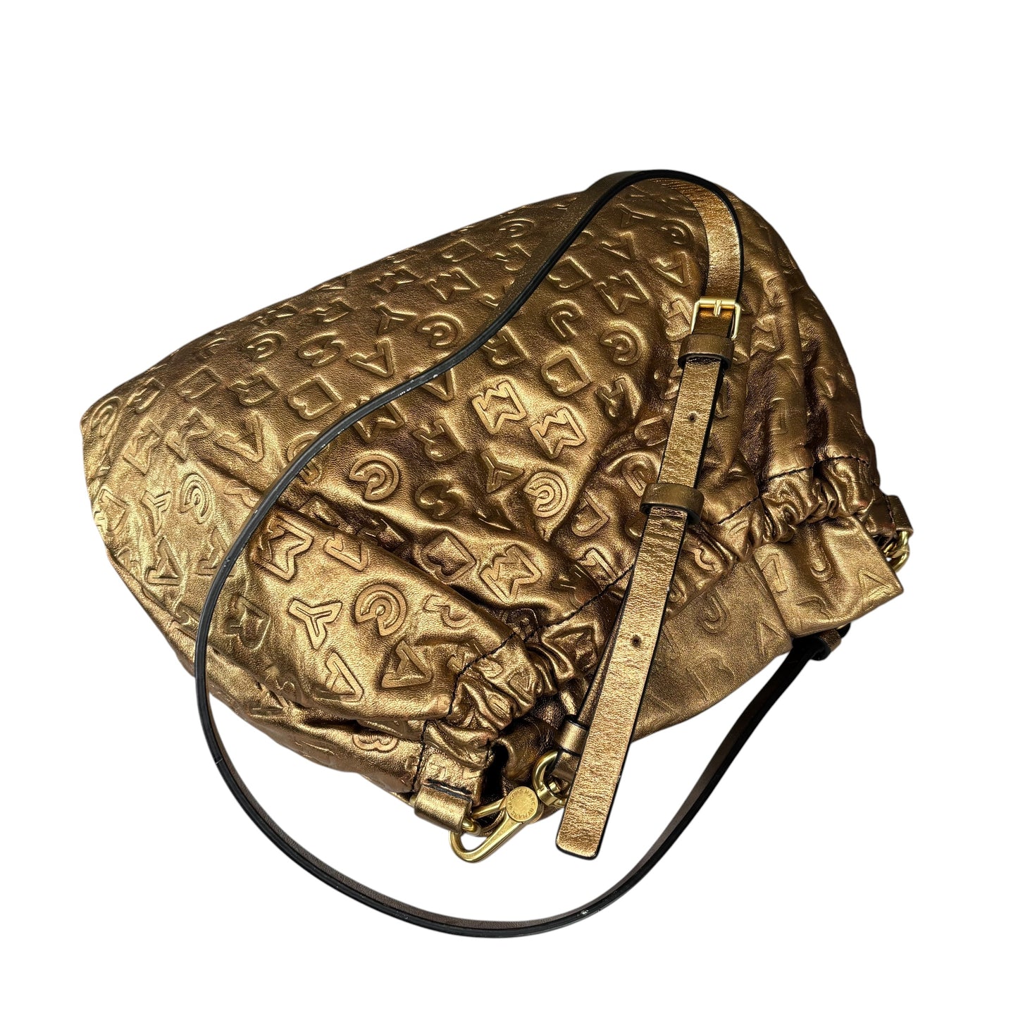 Marc By Marc Jacobs XL Golden Metallic Leather Embossed Crossbody