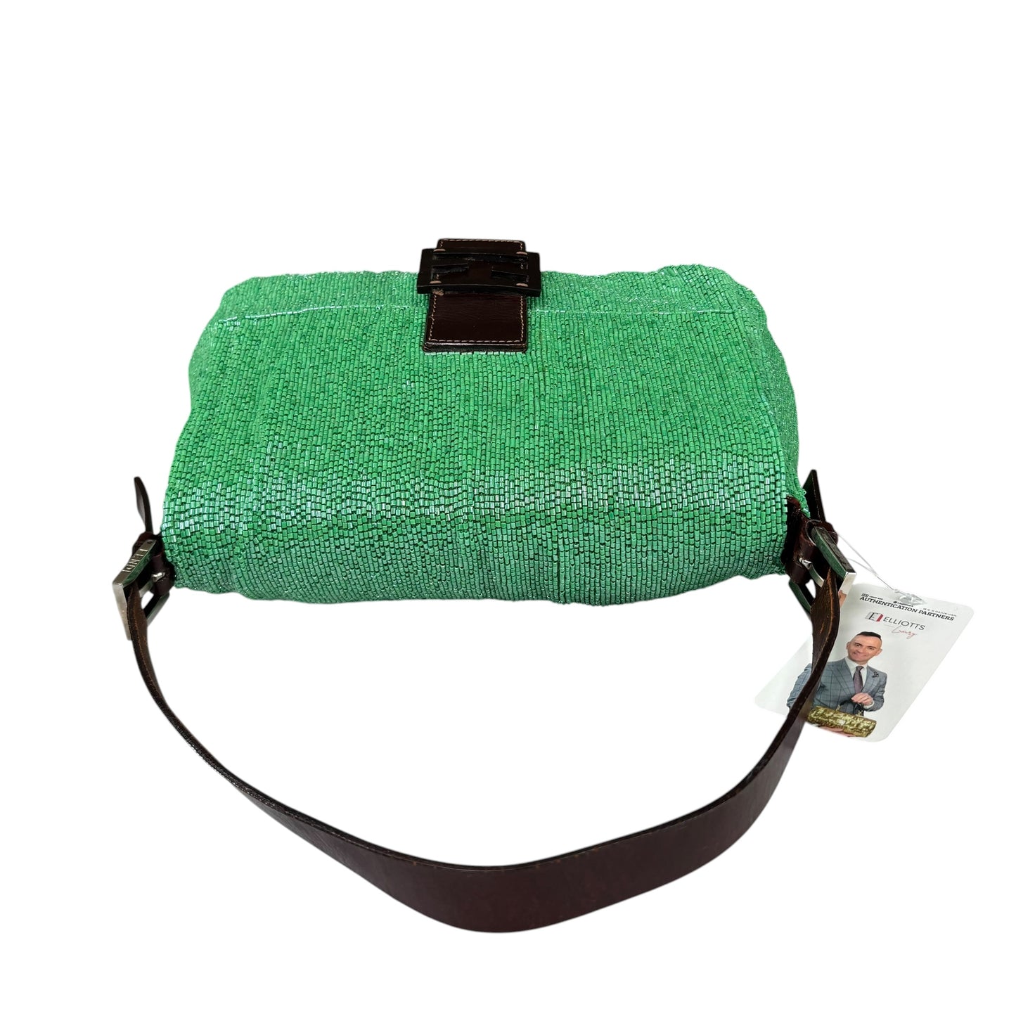Fendi Y2K Mama Baguette Large Mint Beaded Shoulder Purse