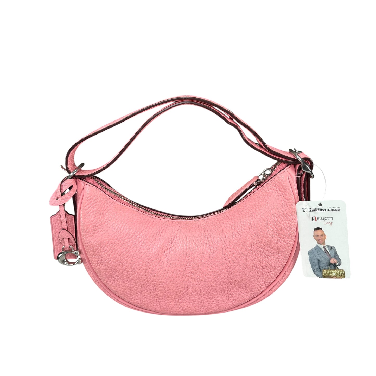 Coach Luna Pink Crescent SHW 2-Way Pebbled Leather Purse