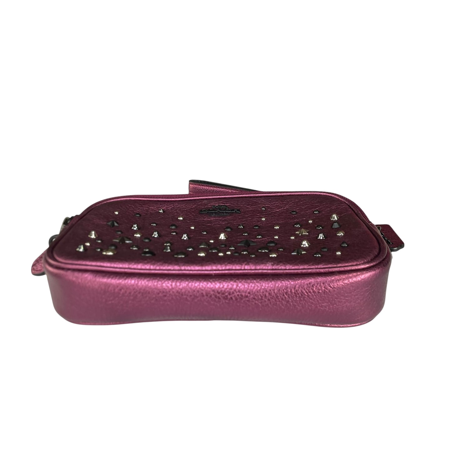 Coach Metallic Star Studded Double Purple Gumetal 2-Way Crossbody Wristlet