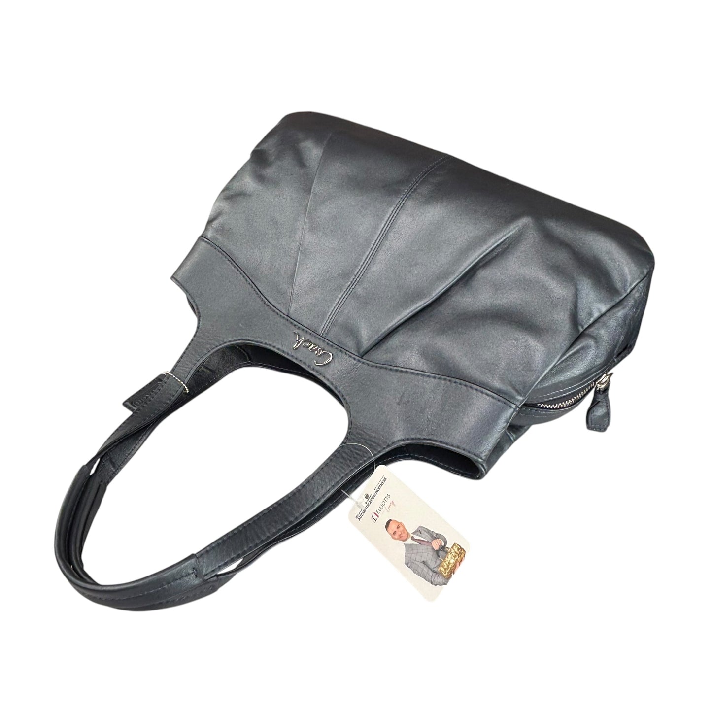Coach Lexi SHW Metallic Grey Leather Large Shoulder Hobo Pursw