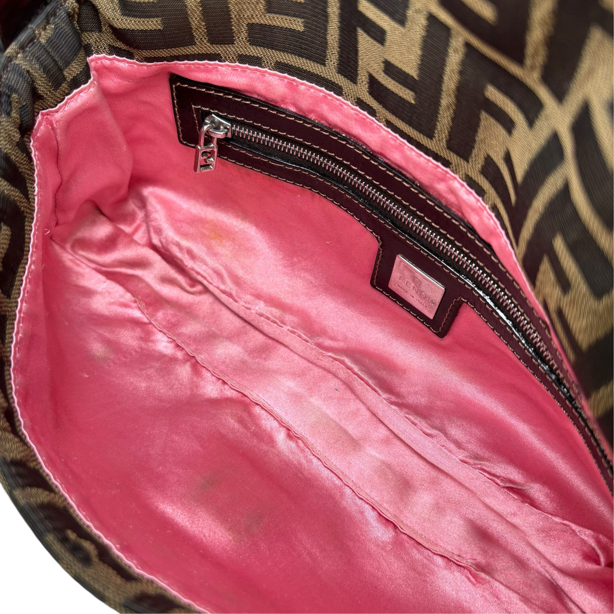 Fendi Y2K Baguette Classic Zucca Floral 3D Appliqué Purse