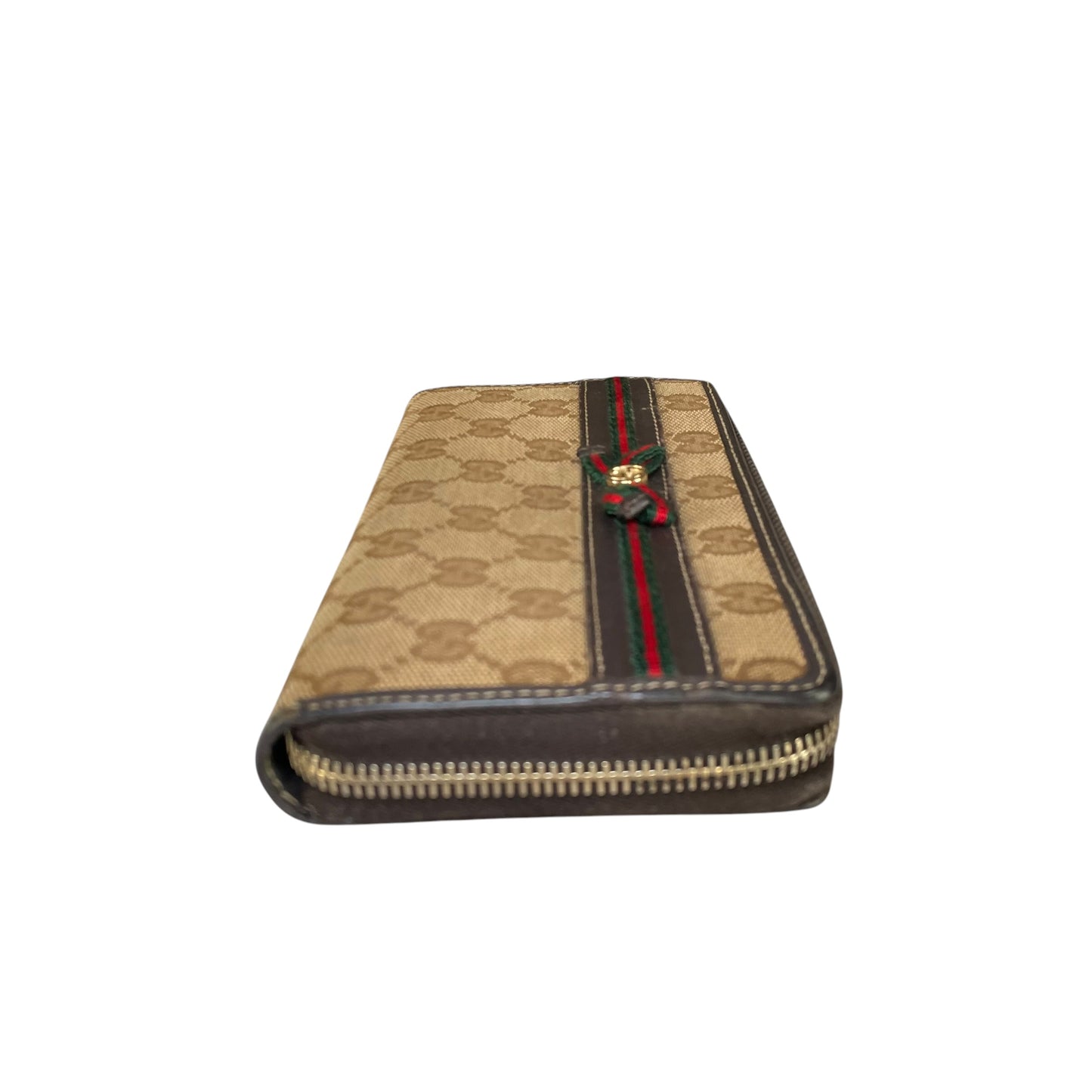 Gucci GG Mayfair Zip Around Wallet Brown Canvas Web Stripe Long Wallet