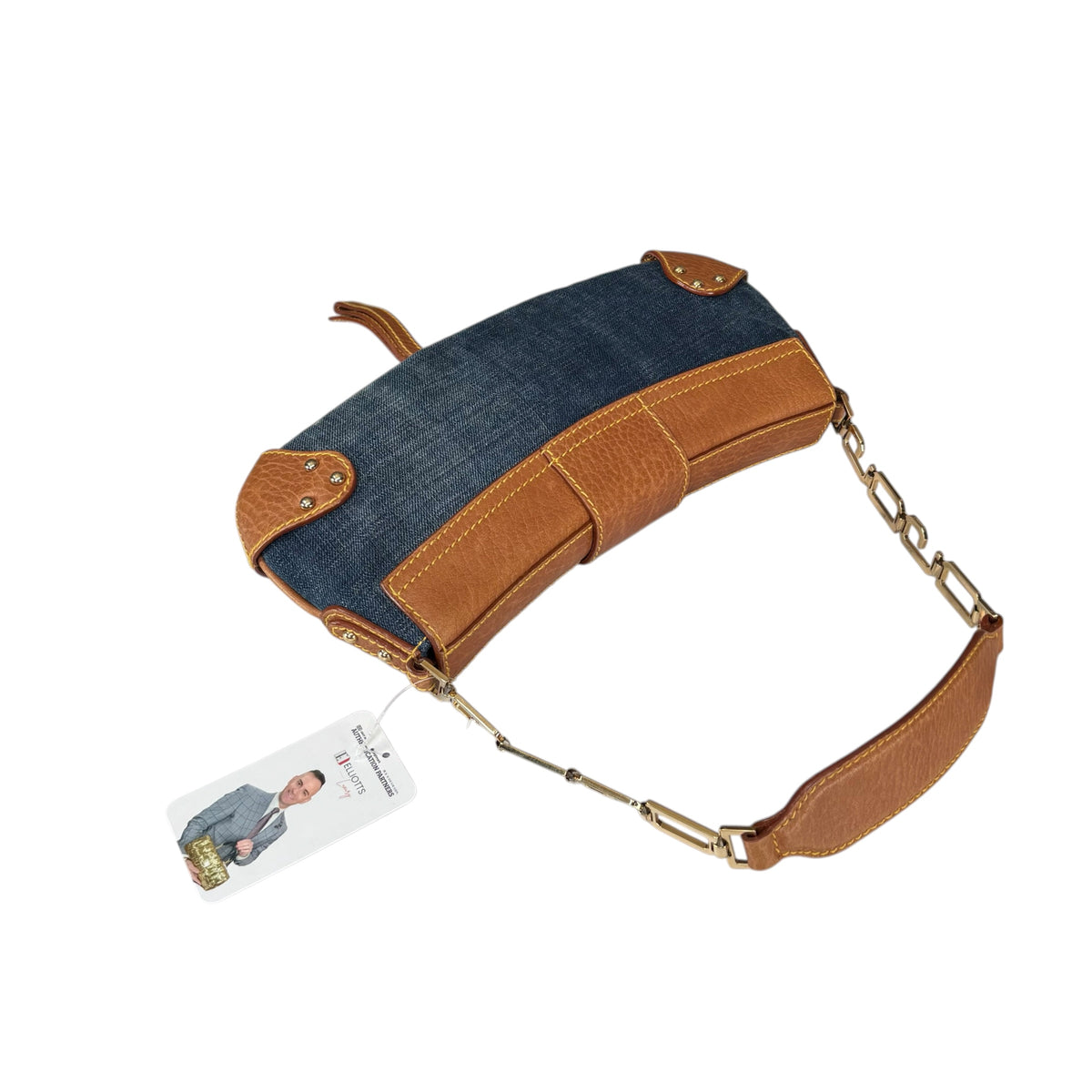 Dolce & Gabbana Y2K O-Ring Distressed Denim Gold Purse