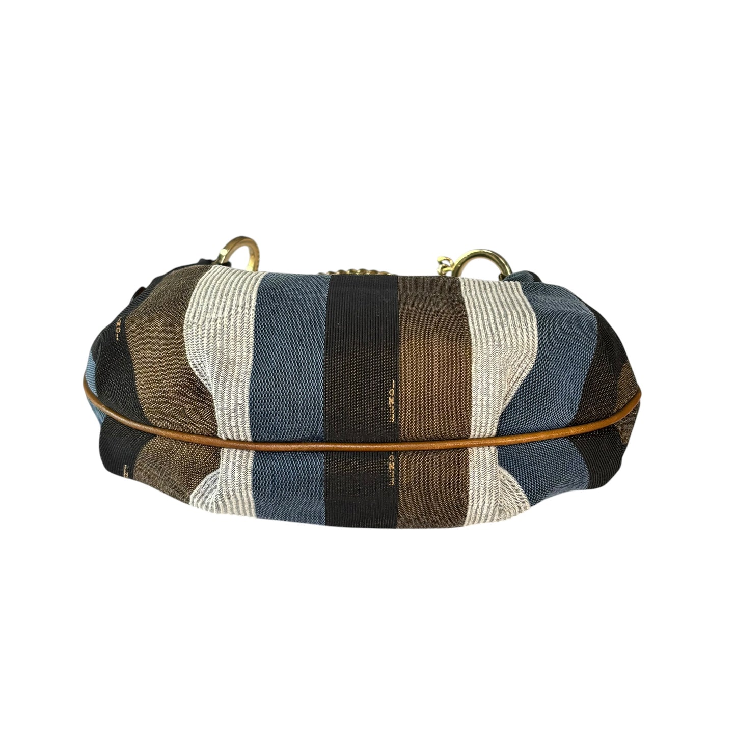 Fendi Y2K Pequin Striped Multicolor Small Blue / Brown GHW Jacquard Hobo Purse