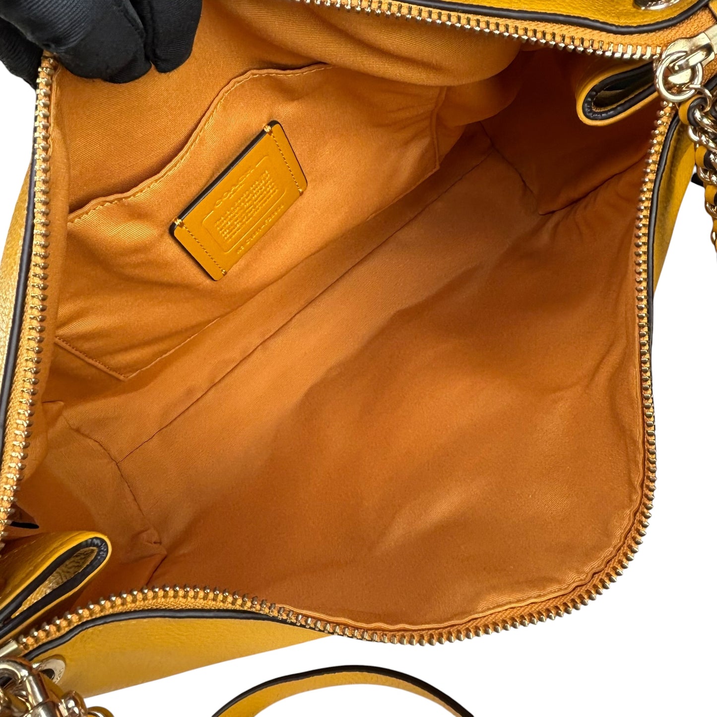 Coach Mia Mustard GHW Leather 2-Way Crossbody Purse
