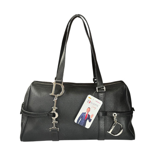 Christian Dior Y2K D Charm Boston SHW Black Leather Bag