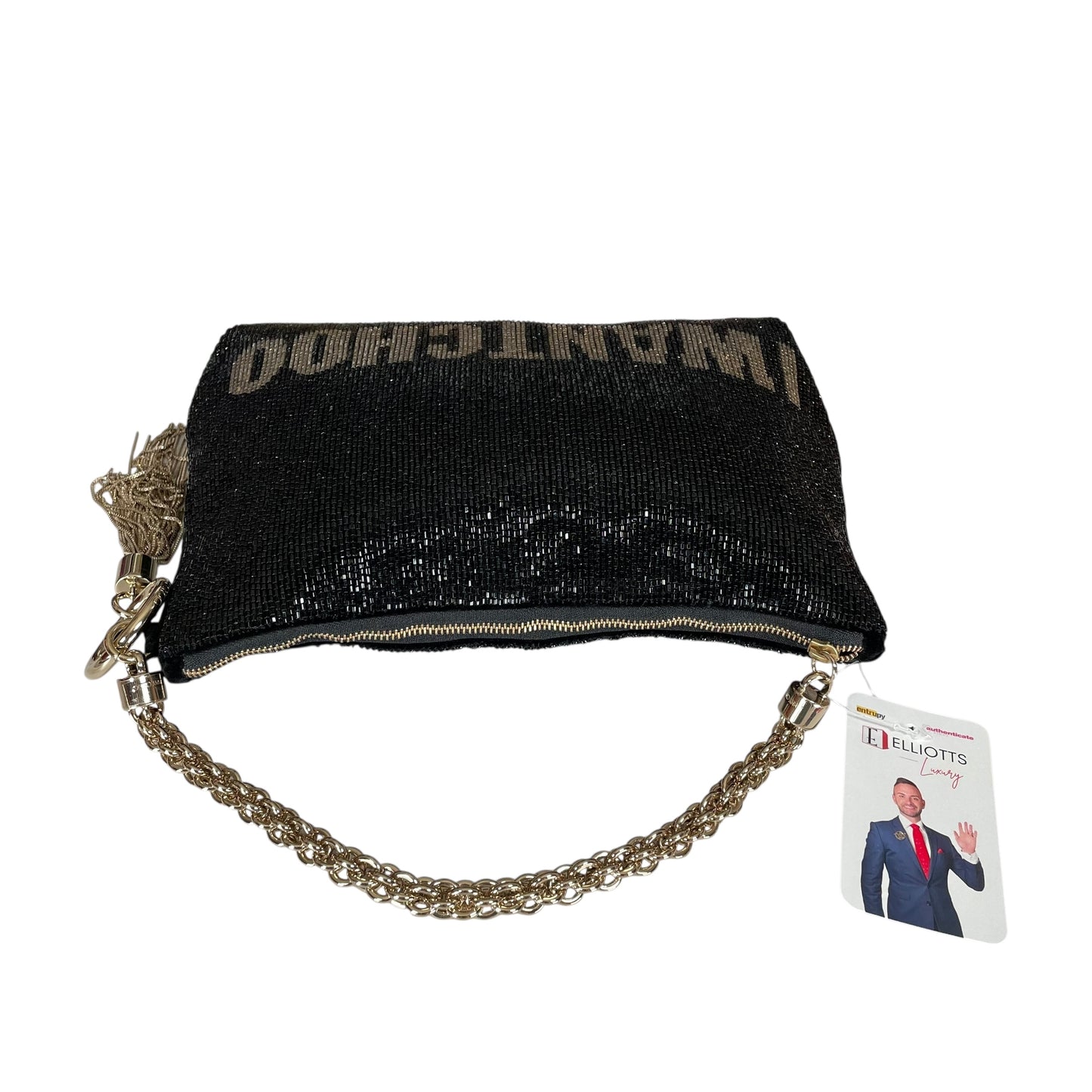 Jimmy Choo Callie I WANT CHOO Limited GHW Shoulder Black Beaded Clutch Purse
