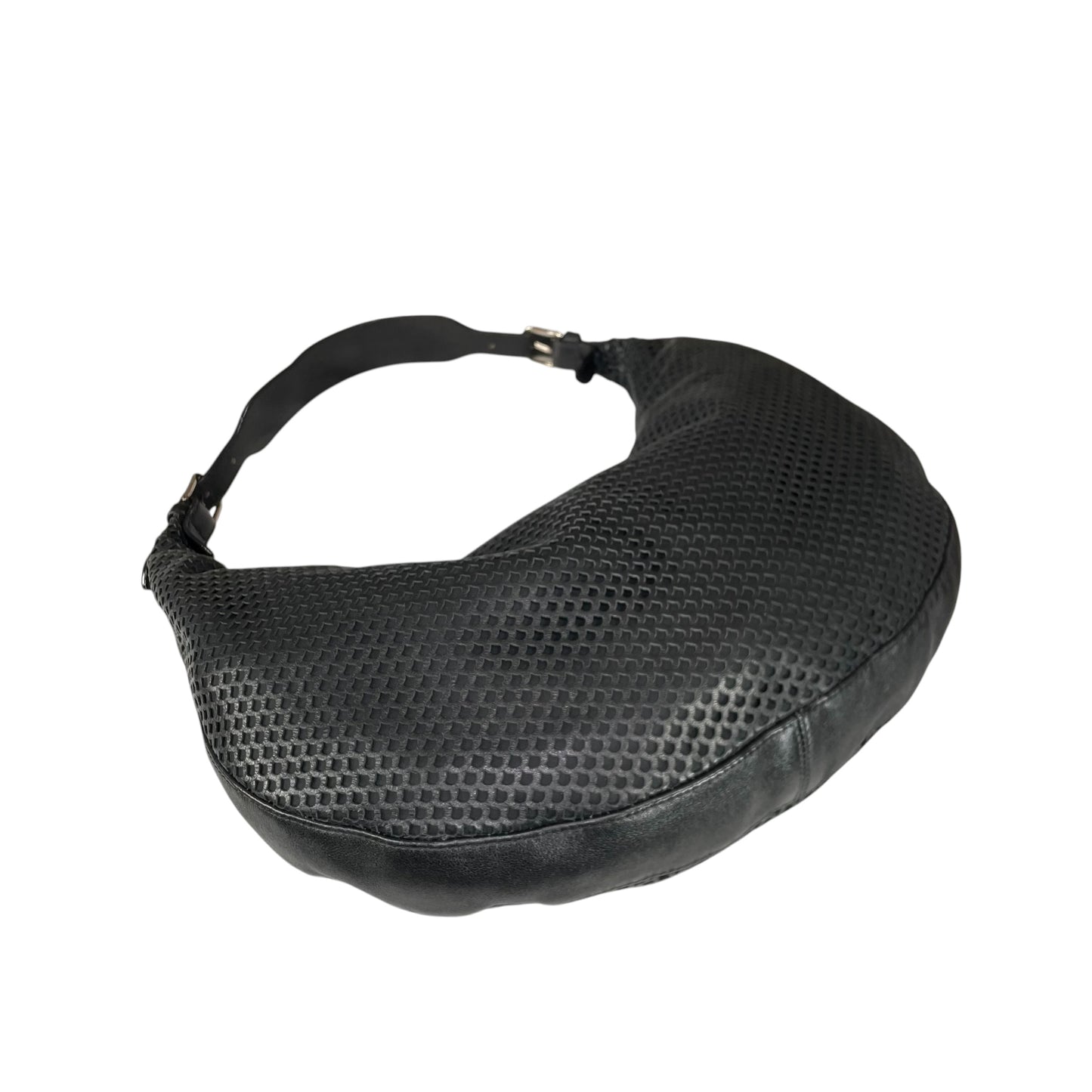 Christian Dior Y2K Perforated Leather Black CD Logo Shoulder Hobo bag Purse