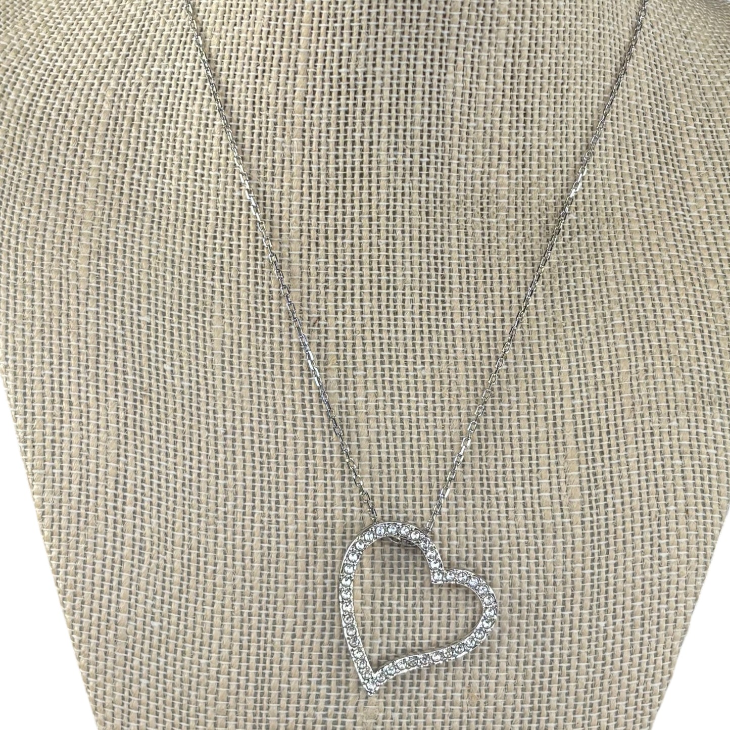 Swarovski Crystal Silver Tone Heart Necklace 18.5”