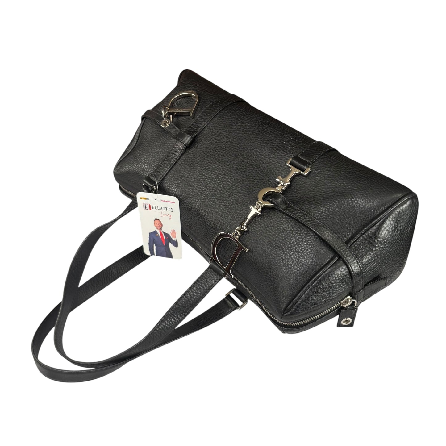 Christian Dior Y2K D Charm Boston SHW Black Leather Bag