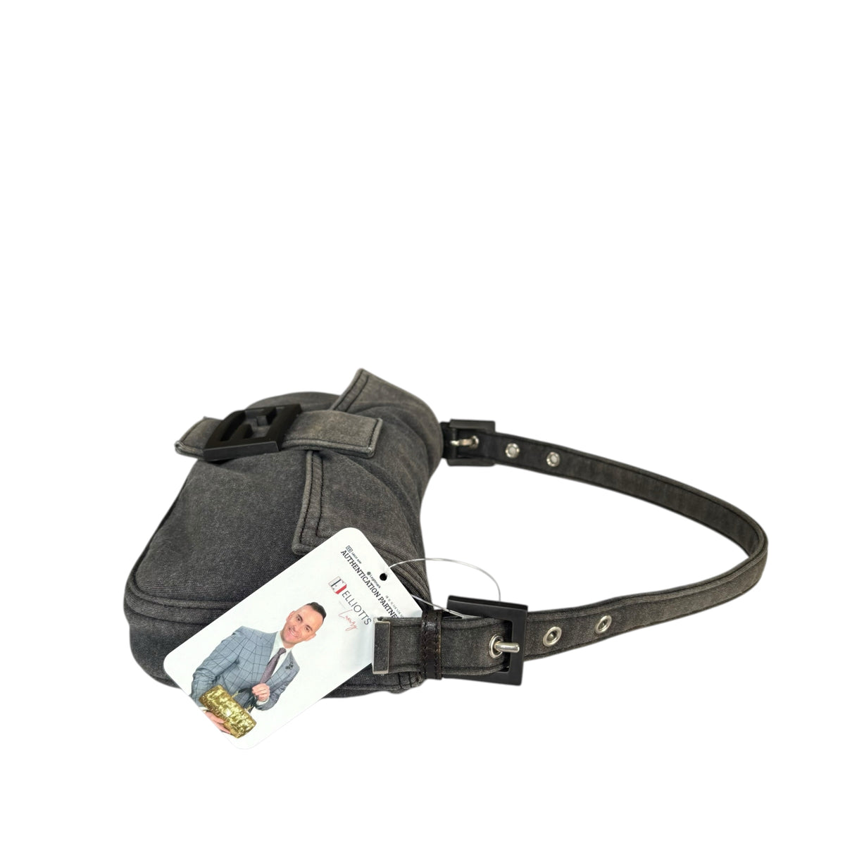 Fendi Y2K Classic Baguette Cotton Grey & Black Shoulder Purse