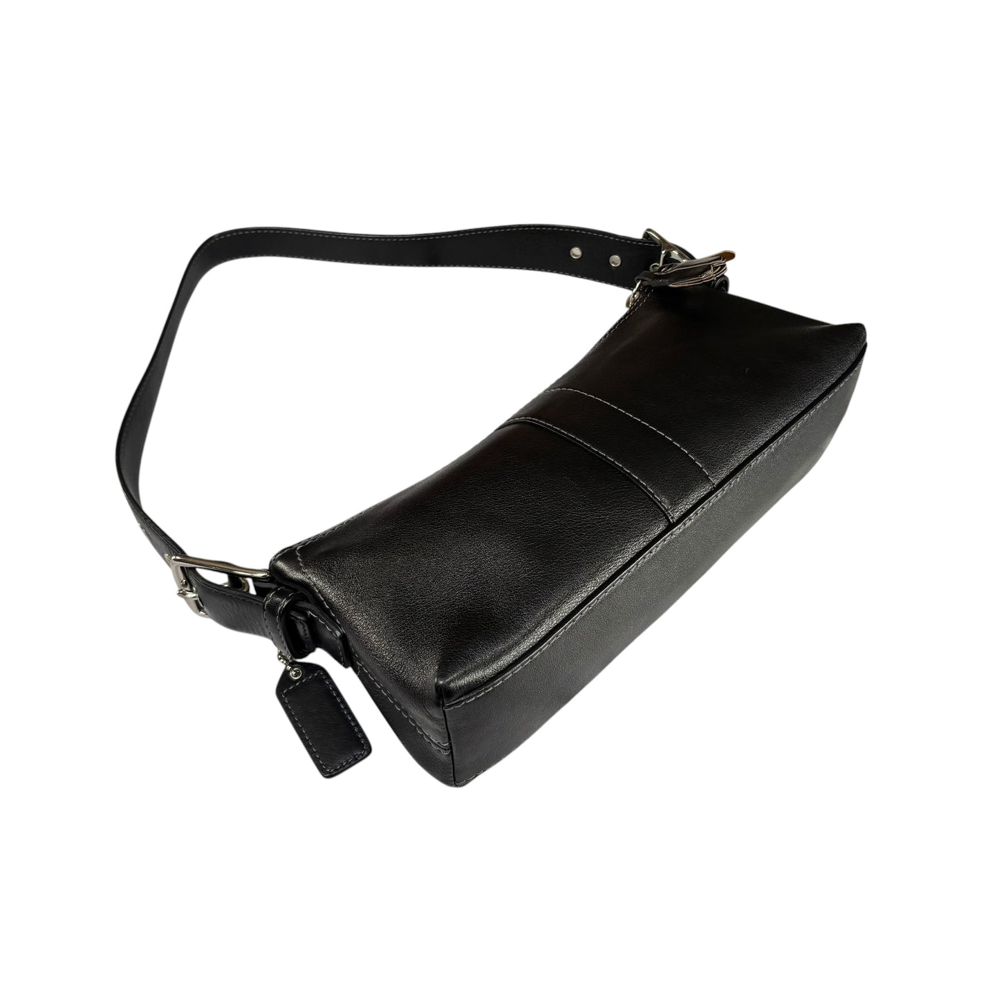 Coach Hamilton Baguette Black Leather SHW Shoulder Purse