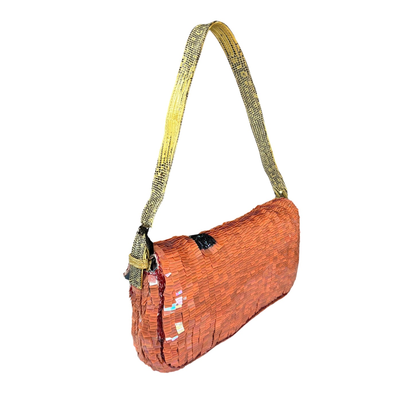 Fendi Y2K Baguette Coral Sequin Shoulder Purse