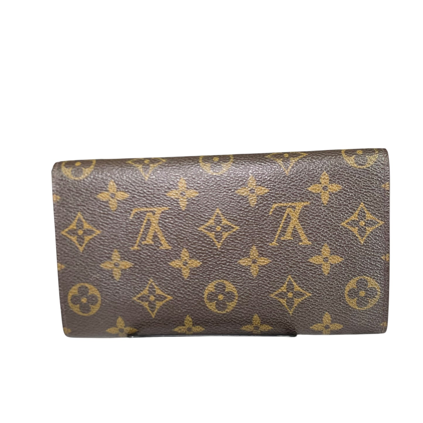 Louis Vuitton Sarah Monogram Portfolio Coated Canvas Brown Long Tri-Fold Wallet
