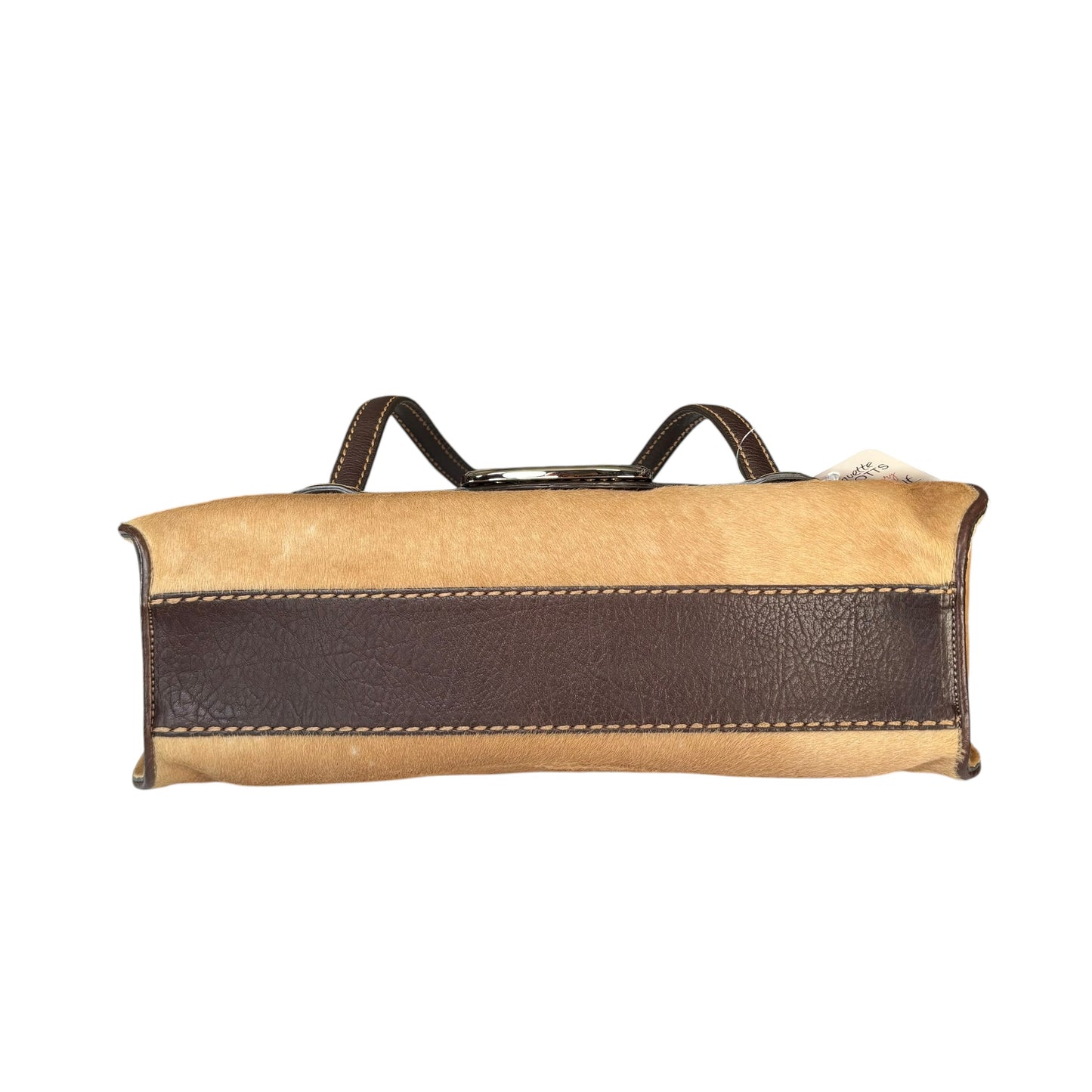 Tod’s Fawn Hair Calf Pony Brown Leather Baguette Shoulder Purse