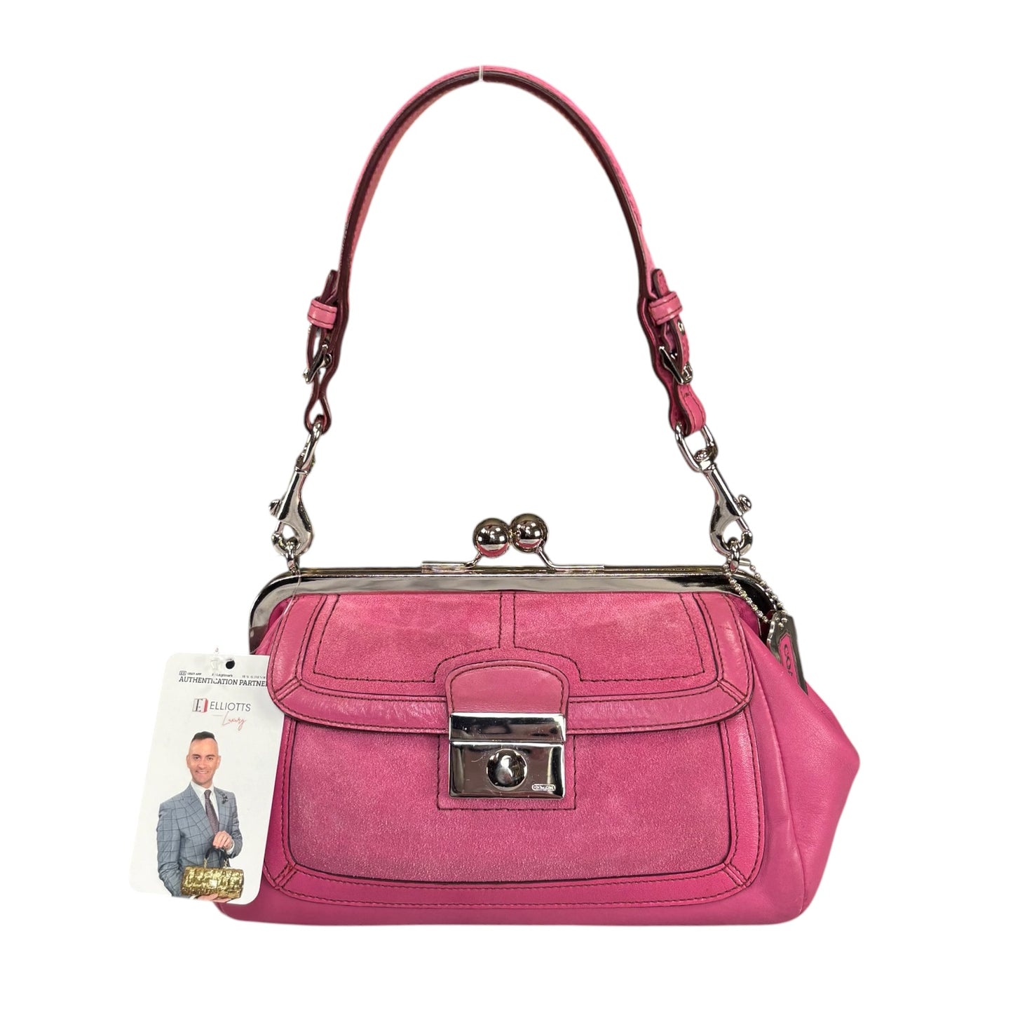 Coach Parker Kiss-Lock Y2K SHW Suede / Leather Purse
