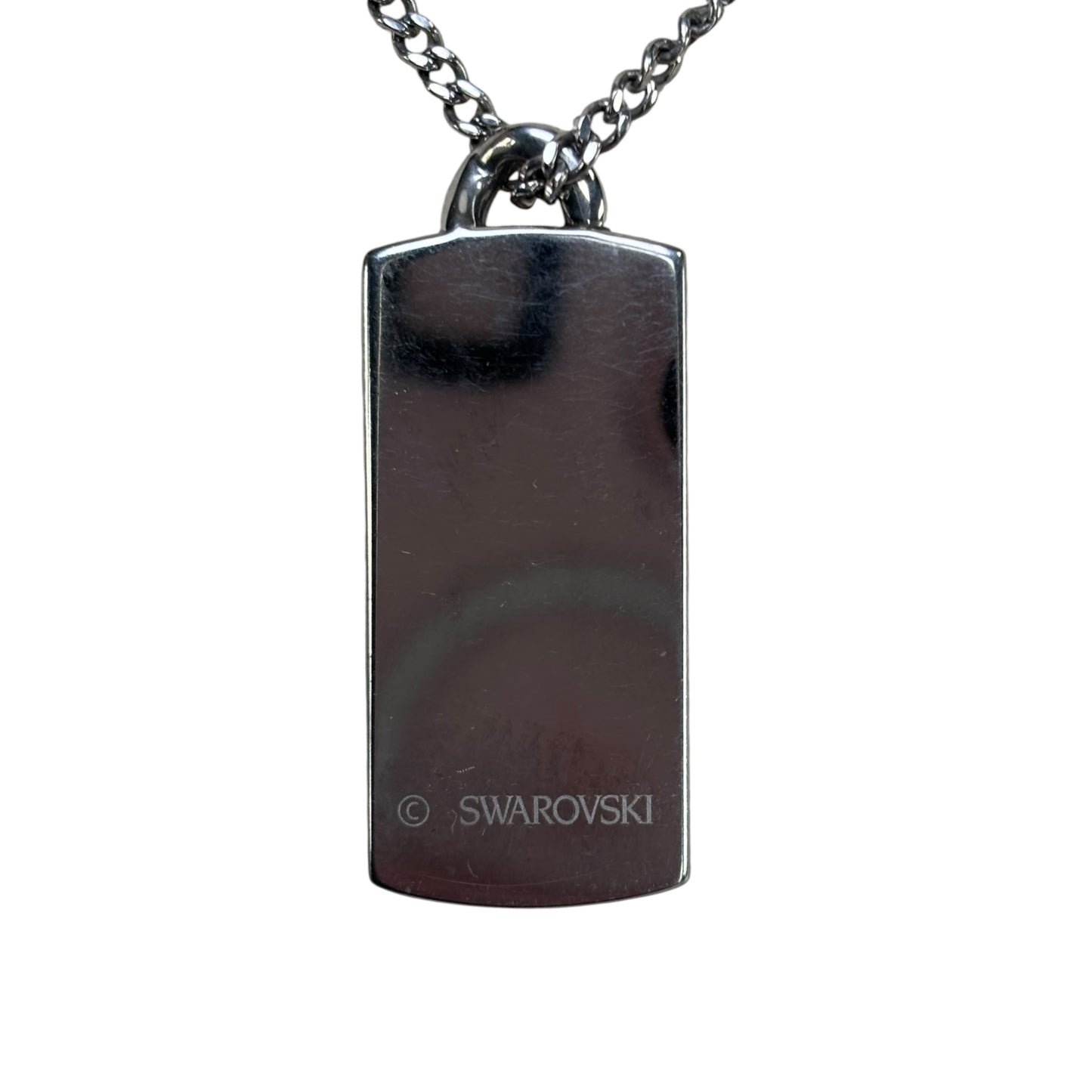 Swarovski Crystal Mens Nevada Pendant Black Croc Texture 23”
