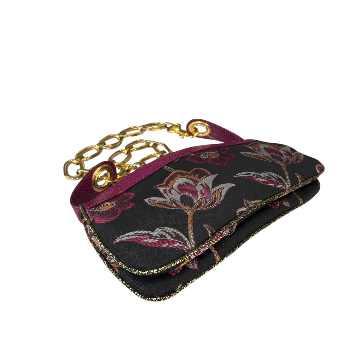 D & G Dolce & Gabbana Y2K Purple Floral Shoulder Chain Purse