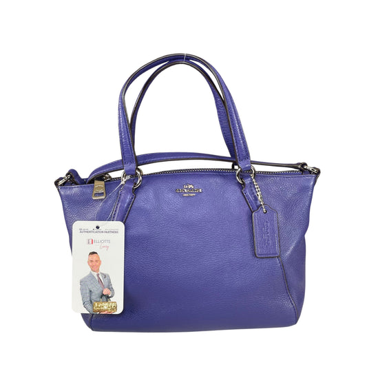 Coach Kelsey Satchel SHW Indigo Pebbled Leather Small Crossbody 2 Way Tote  Bag