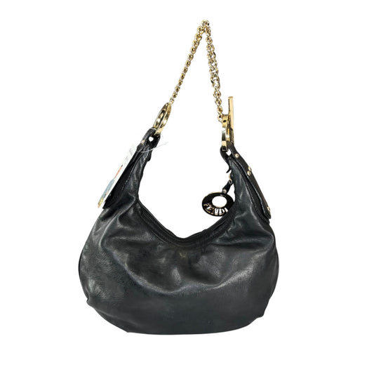 Fendi Mini Chef GHW Crescent Black Leather Chain Shoulder Purse