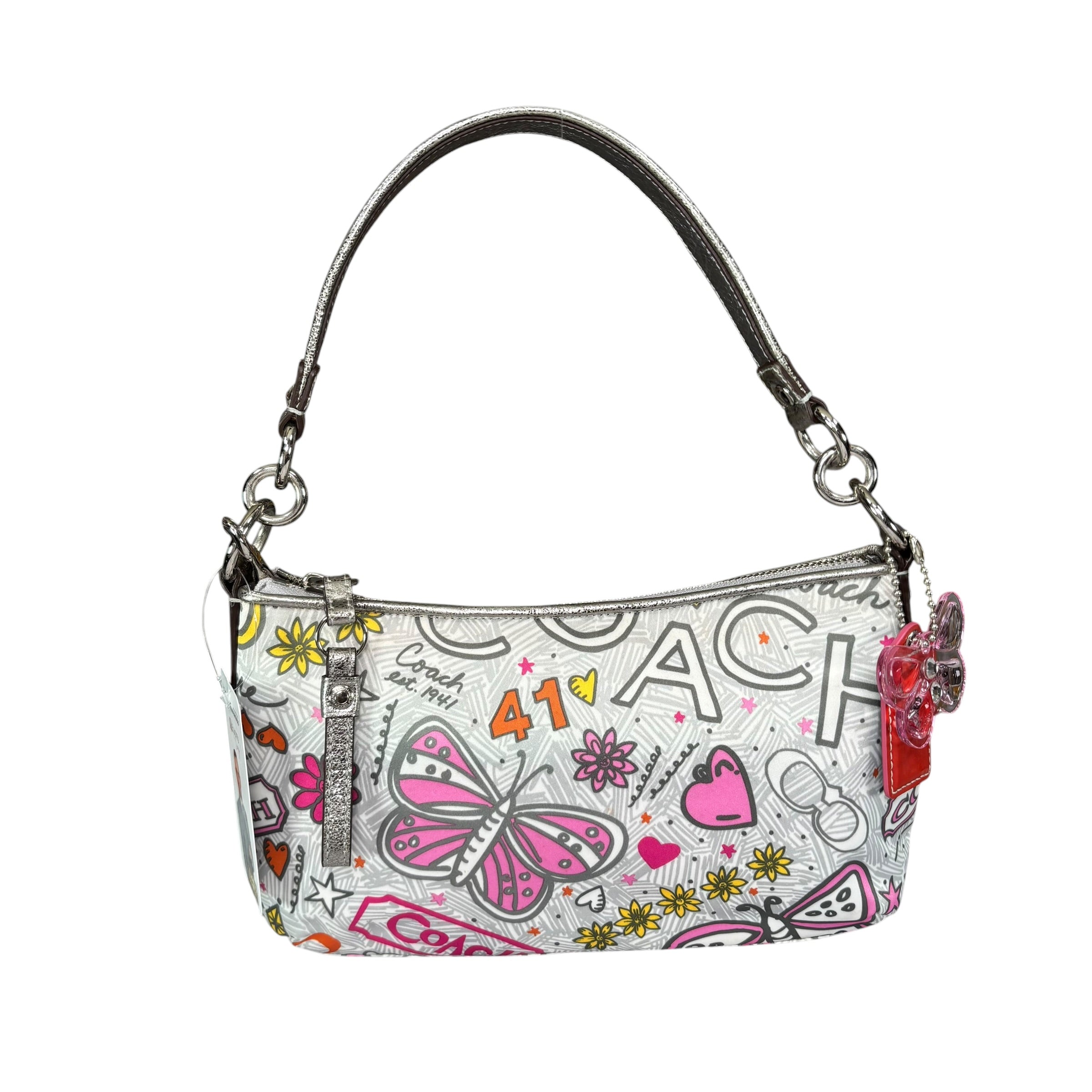 バッグ COACH Poppy Butterfly Y2K Shoulder Bag Coach Y2K Poppy Butterfly Floral Graffiti 2-Way Crossbody Purse