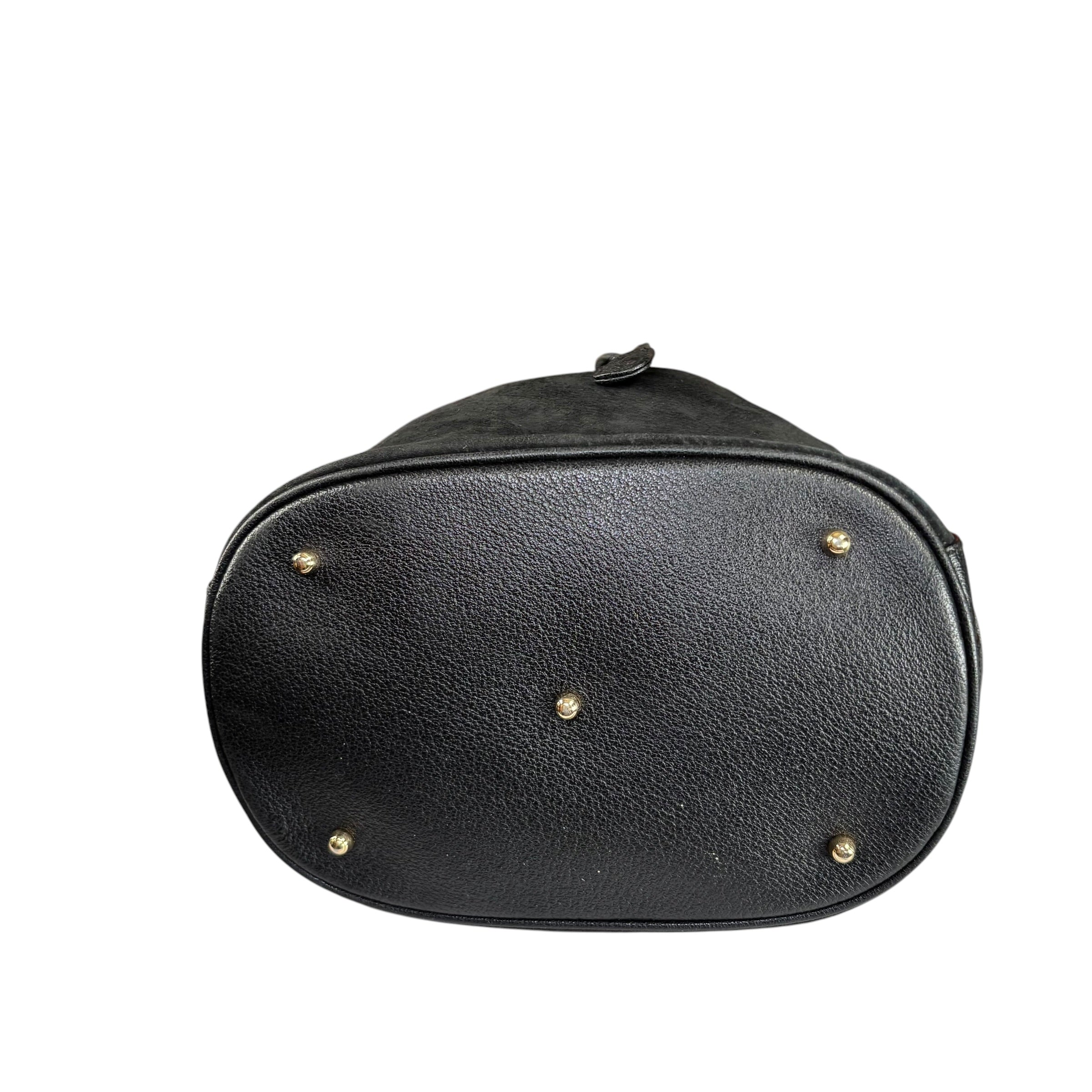 Gucci Bamboo Black Leather Suede Bucket Shoulder Bag – Elliott's
