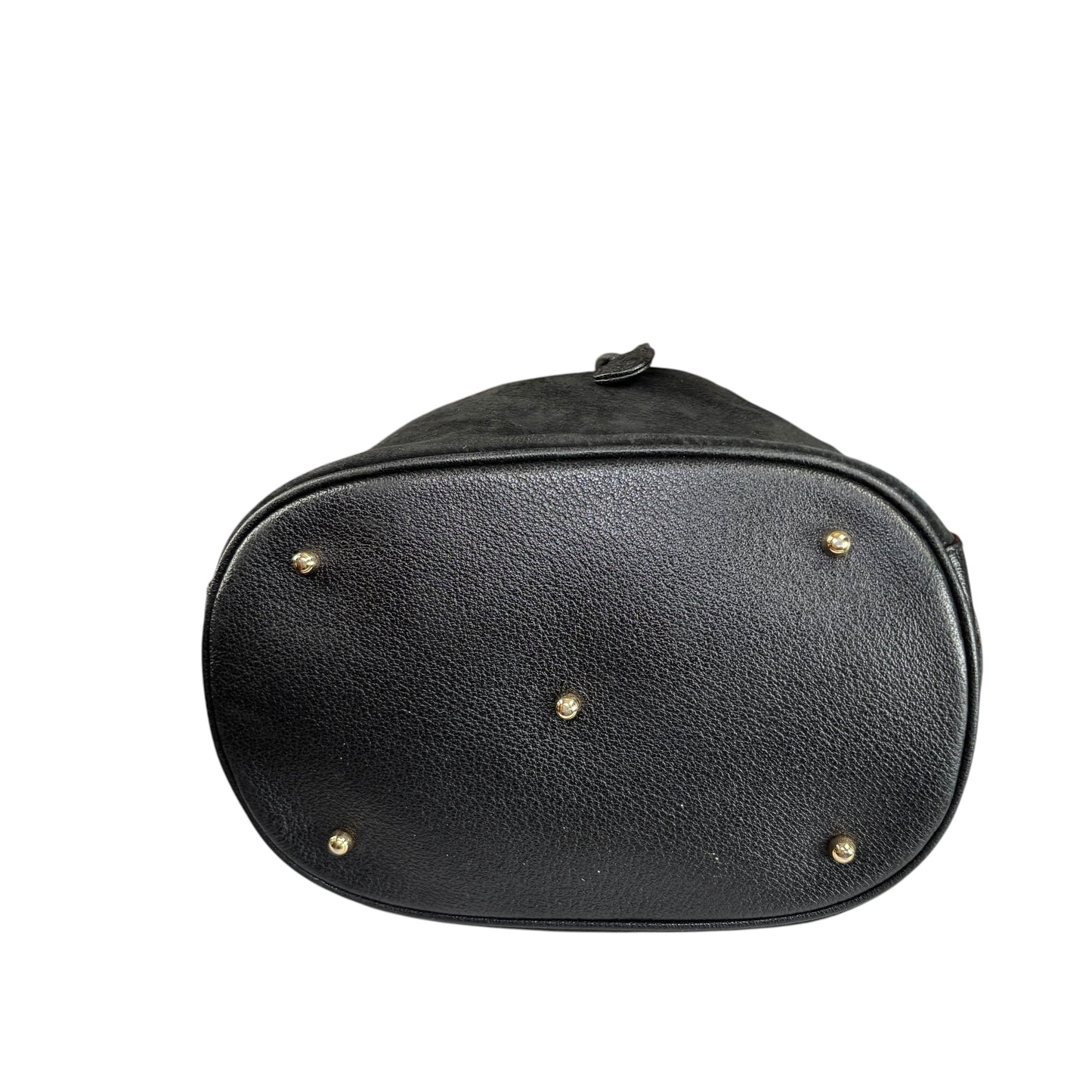 Gucci Bamboo Black Leather Suede Bucket Shoulder Bag