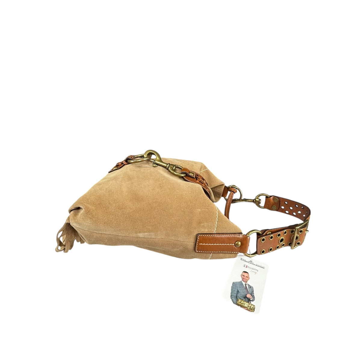 Coach Y2K Fringe Beige /Brown Hampton Suede Leather Hobo Purse