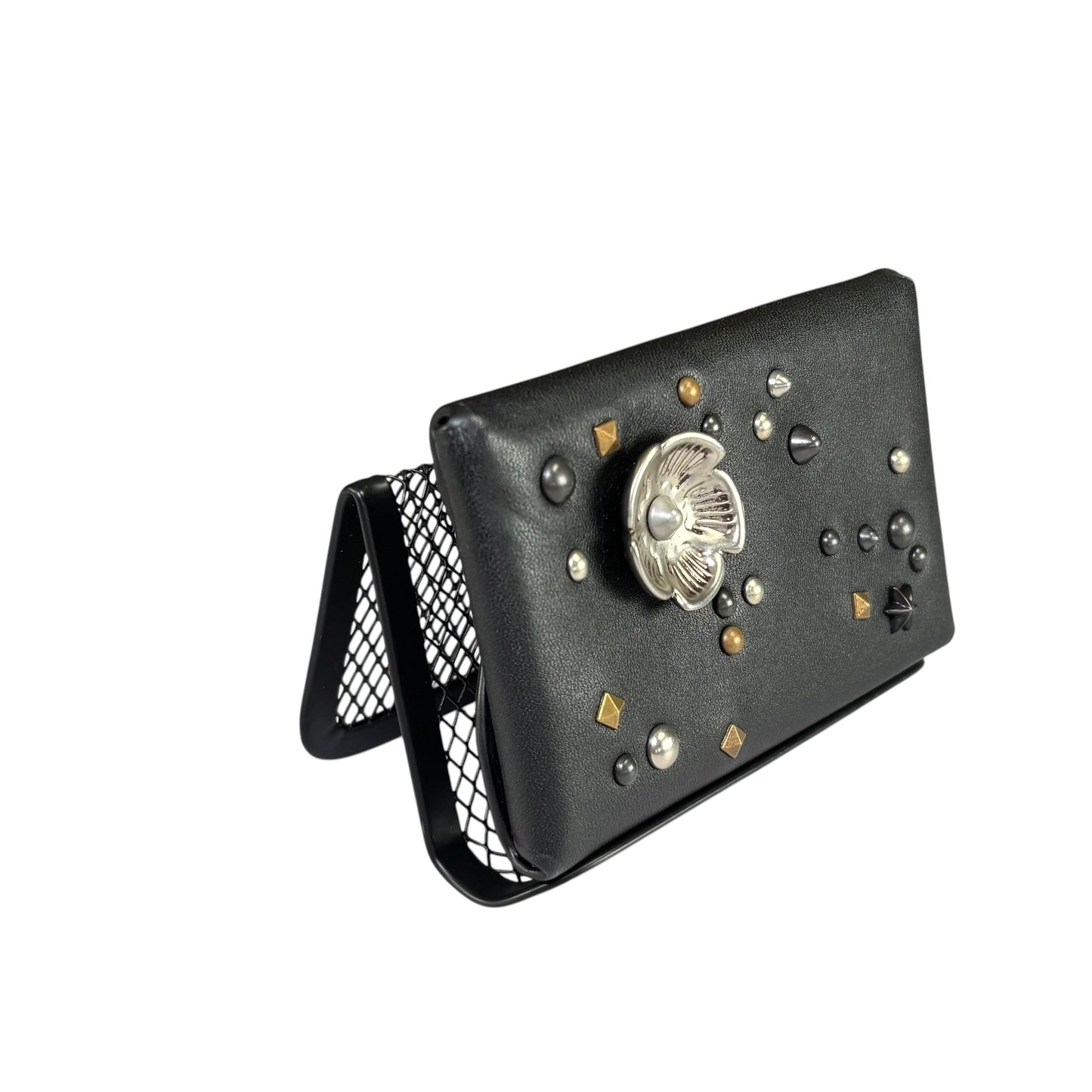 Coach Limited Turn-Lock Leather Rose Stud Card Holder