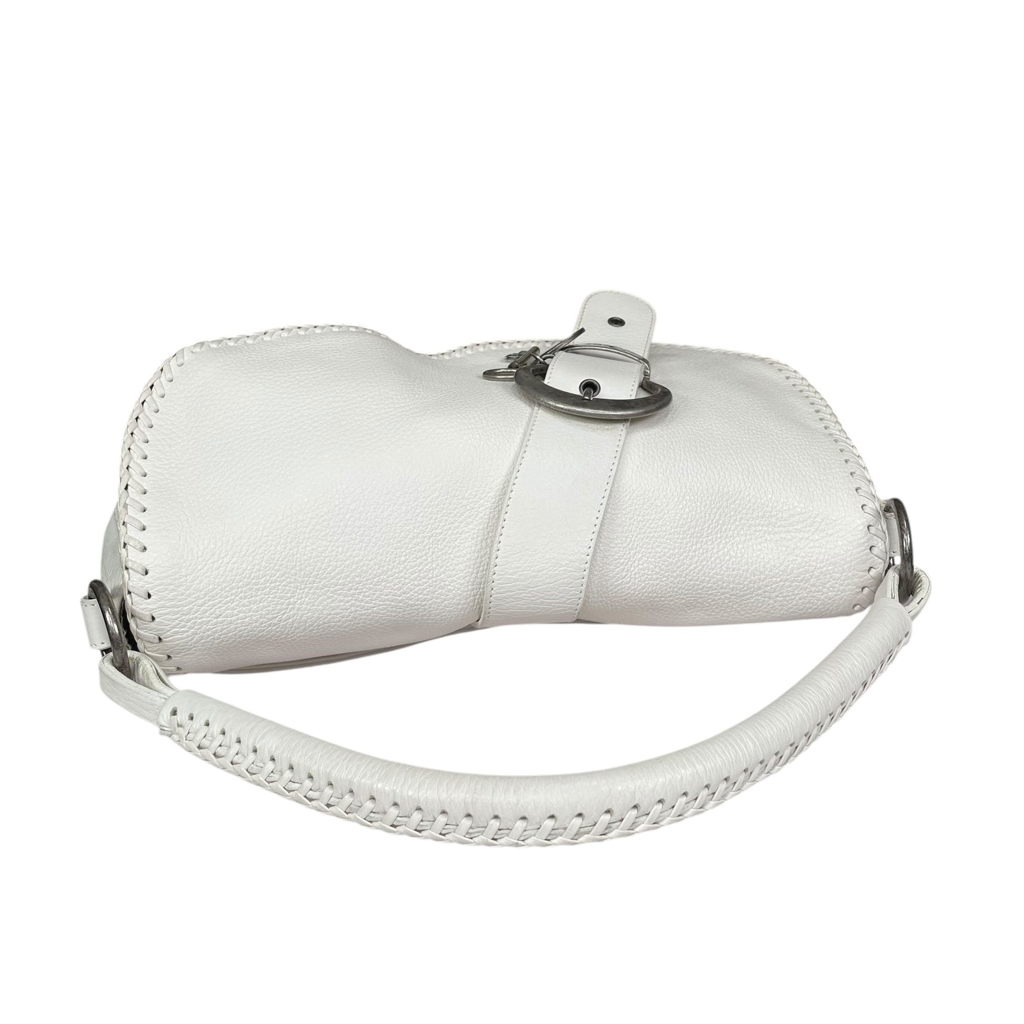 Christian Dior White Gaucho Large Y2K Top Handle Single Flap Shoulder Purse
