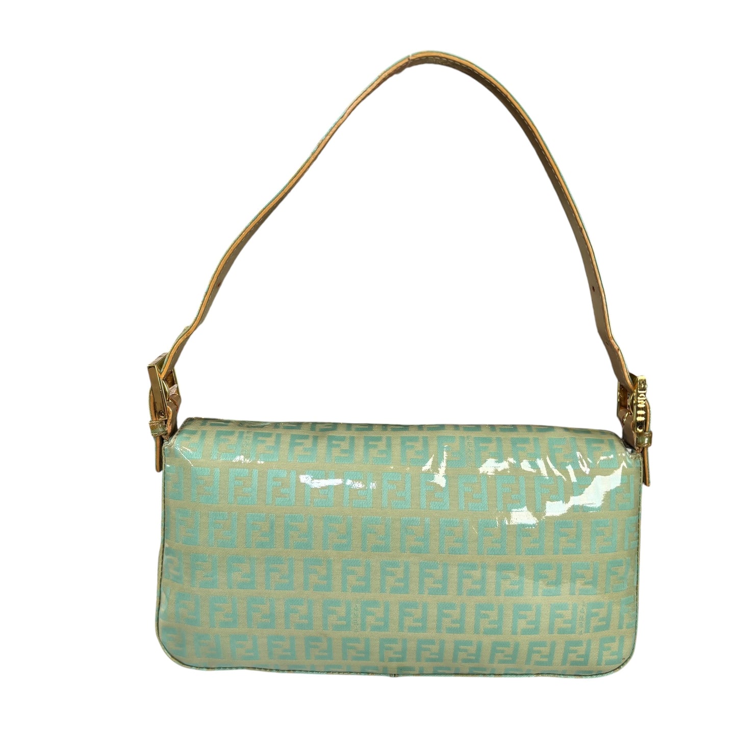 Fendi Y2K Baguette Classic Mint Green Zucchino Coated Canvas Purse