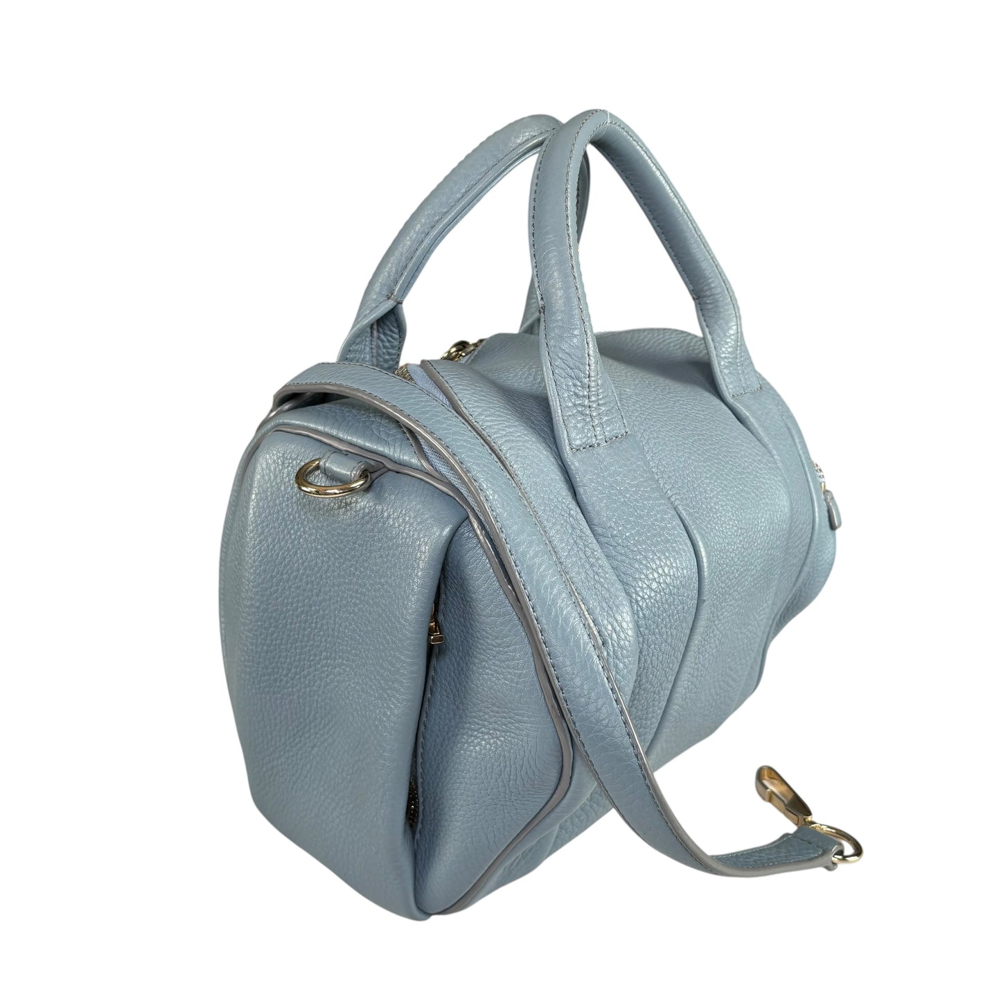 Alexander Wang Rocky Light Blue Gold HW Leather Boston 2-Way Crossbody