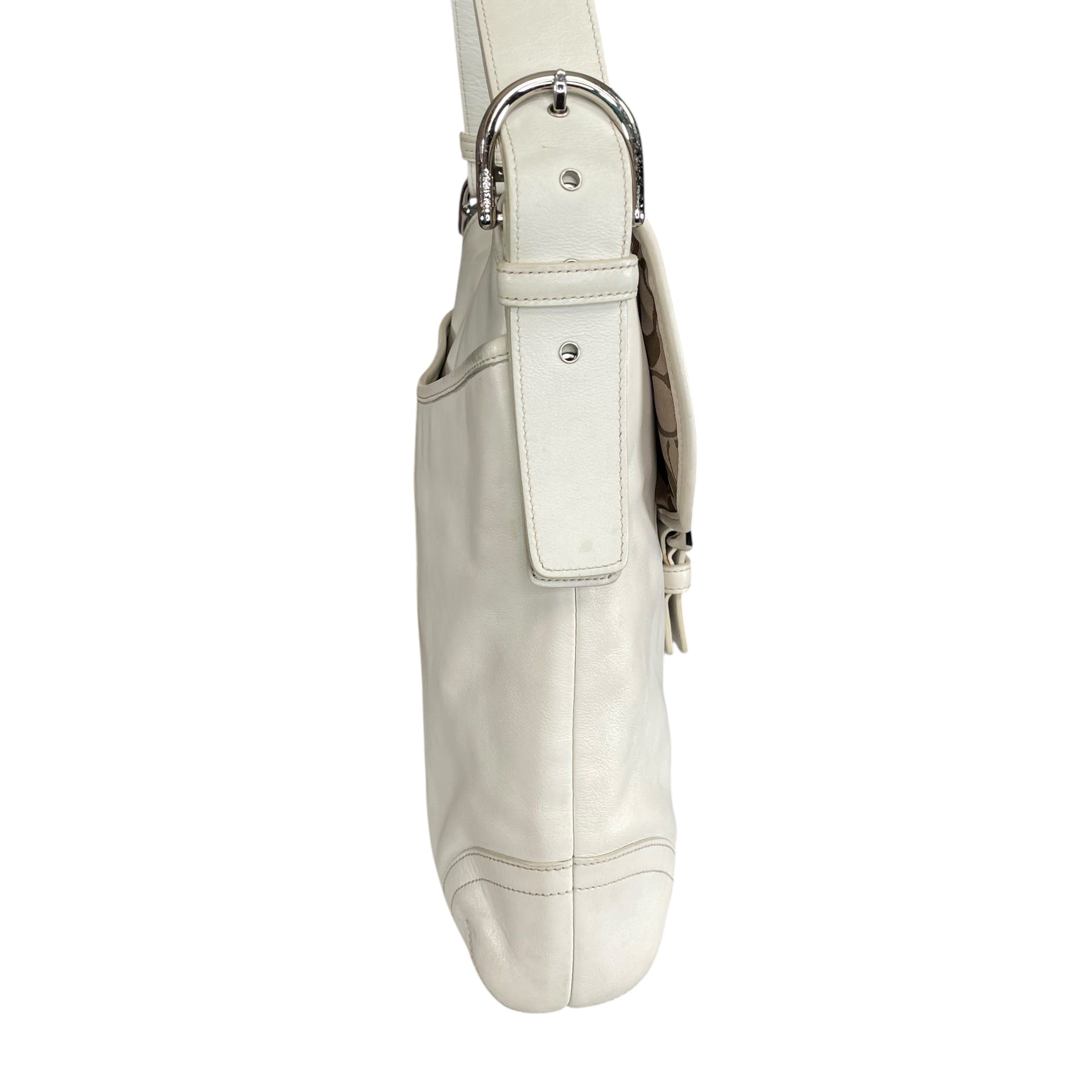 Coach Soho Legacy Leather Off White Buckle Crossbody Y2K 2-Way