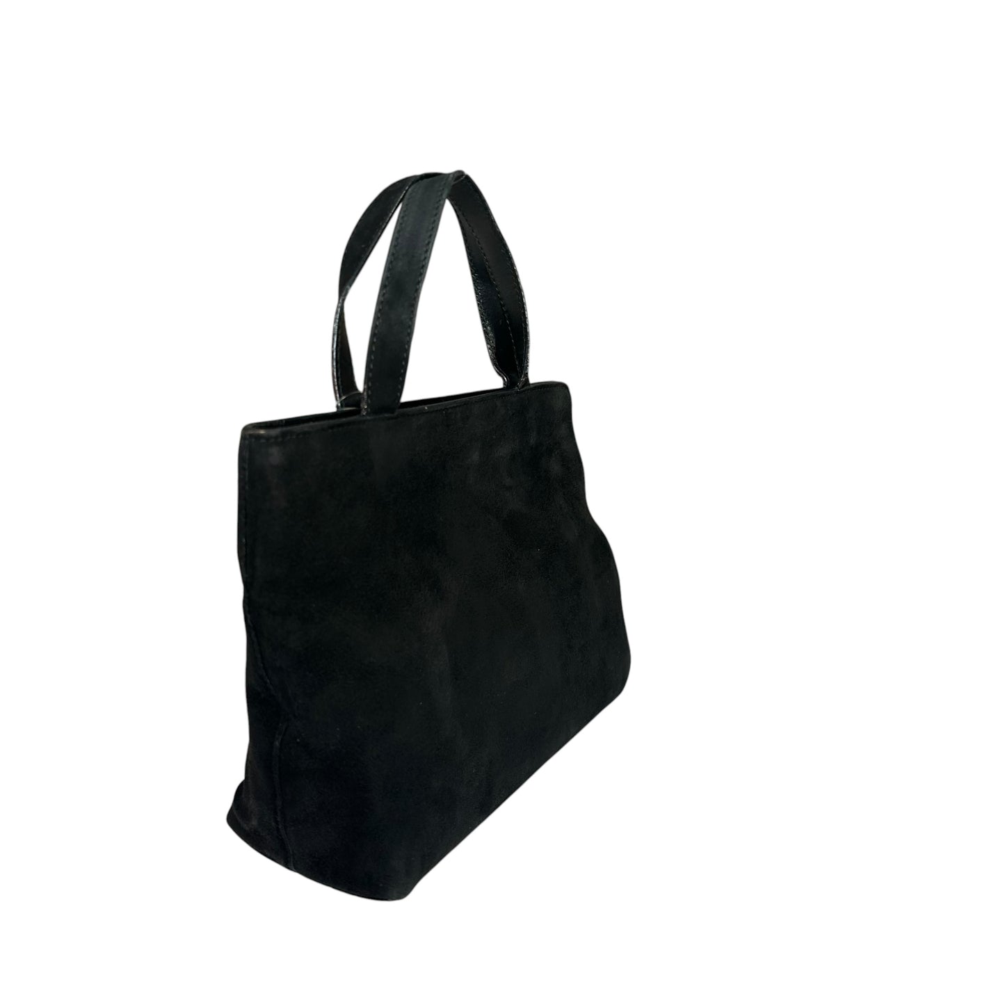 Gucci G Black Suede. Leather GHW Mini Tilt-Lock Top Purse