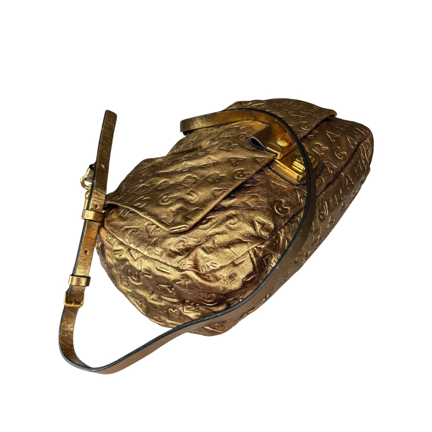 Marc By Marc Jacobs XL Golden Metallic Leather Embossed Crossbody