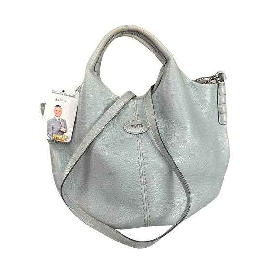 Tod’s Sky Blue Leather SHW Top Handle Bucket Crossbody