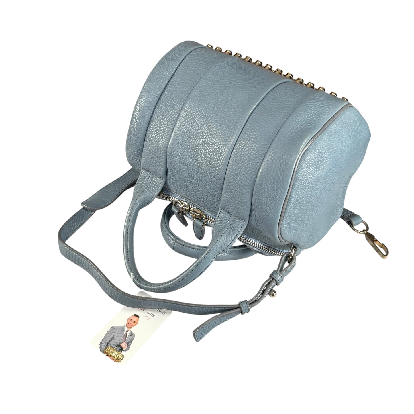 Alexander Wang Rocky Light Blue Gold HW Leather Boston 2-Way Crossbody