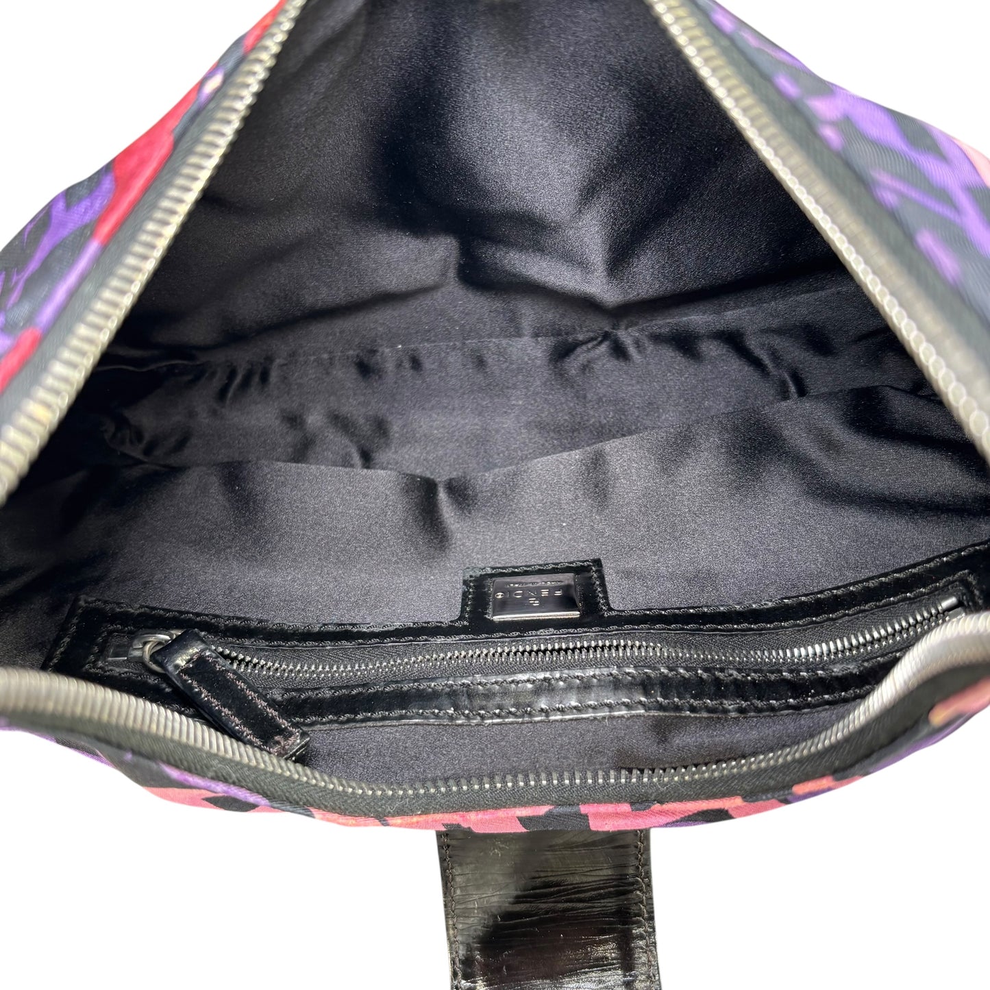 Fendi Y2K Baguette Crescent Graffiti Purple Pink Canvas Patent Leather Purse