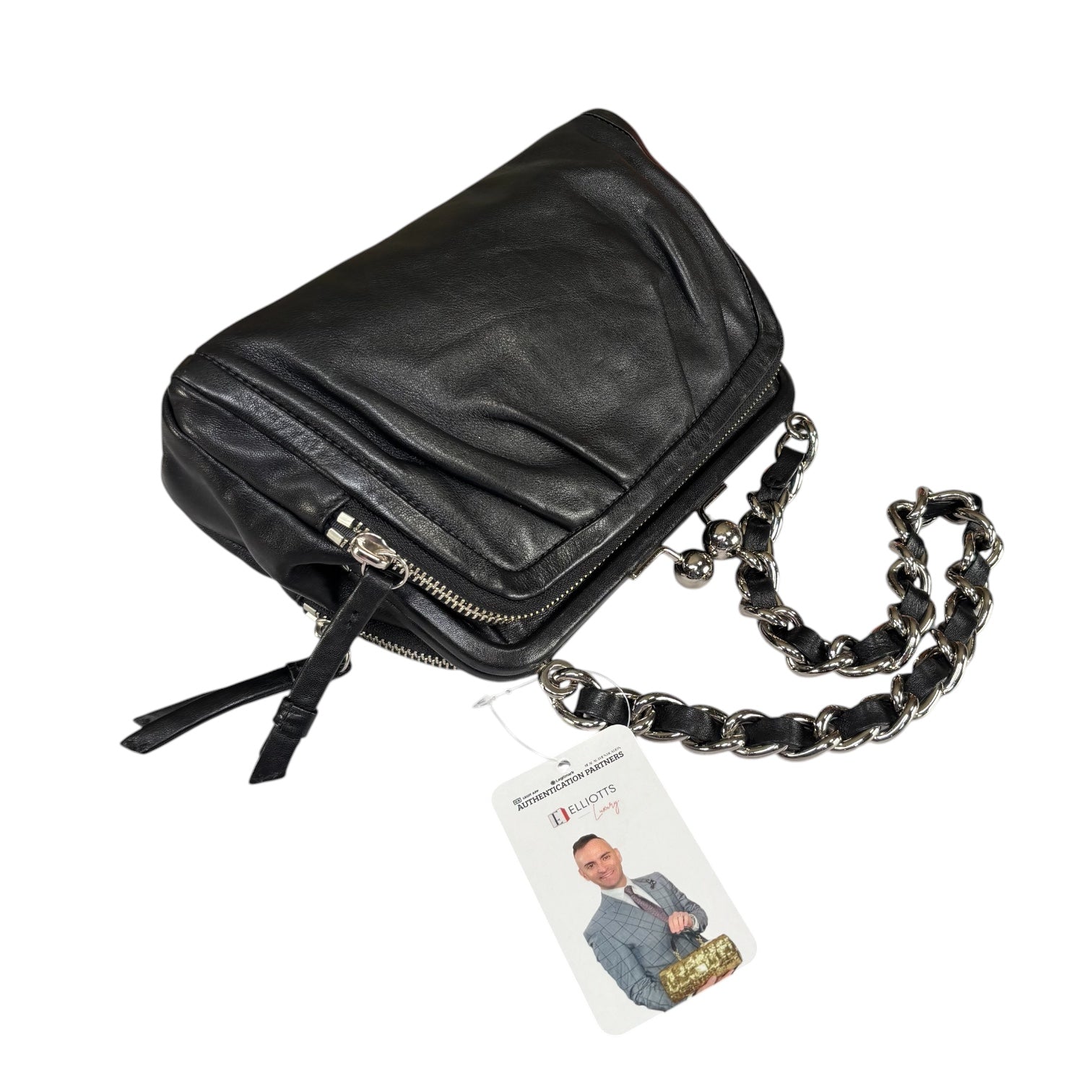 Coach Y2K Parker Black Leather SHW Kiss-Lock Shoulder Purse