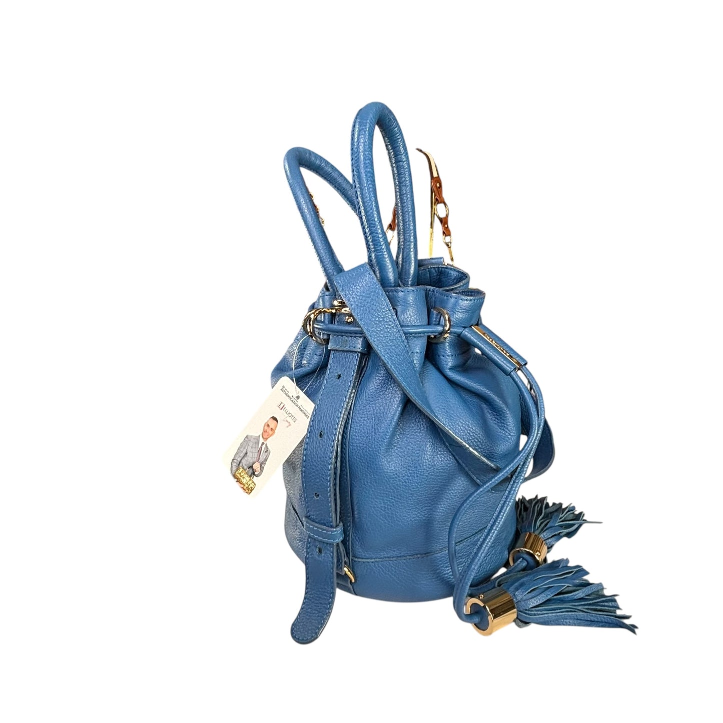 See By Chloe Blue 2-Way Leather GHW Drawstring Bucket Bag