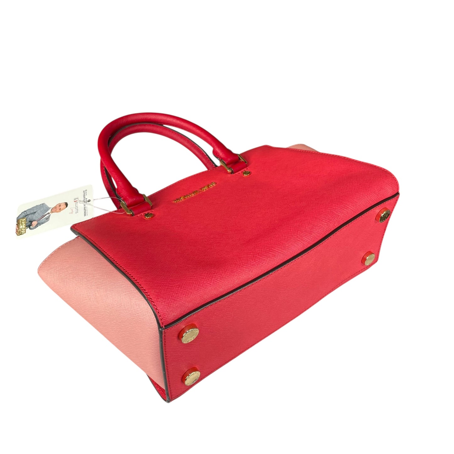 Michael Kors Selma Medium Satchel Pink Saffiano Leather Gold HW Crossbody Purse