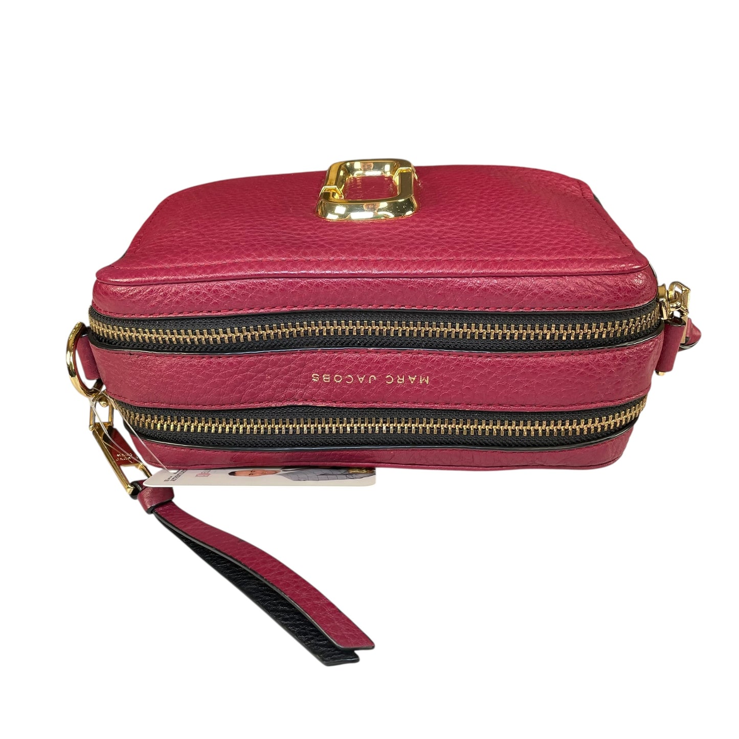 Marc Jacobs Soft Snapshot 21 Burgundy Black Leather Crossbody Gold HW Strap
