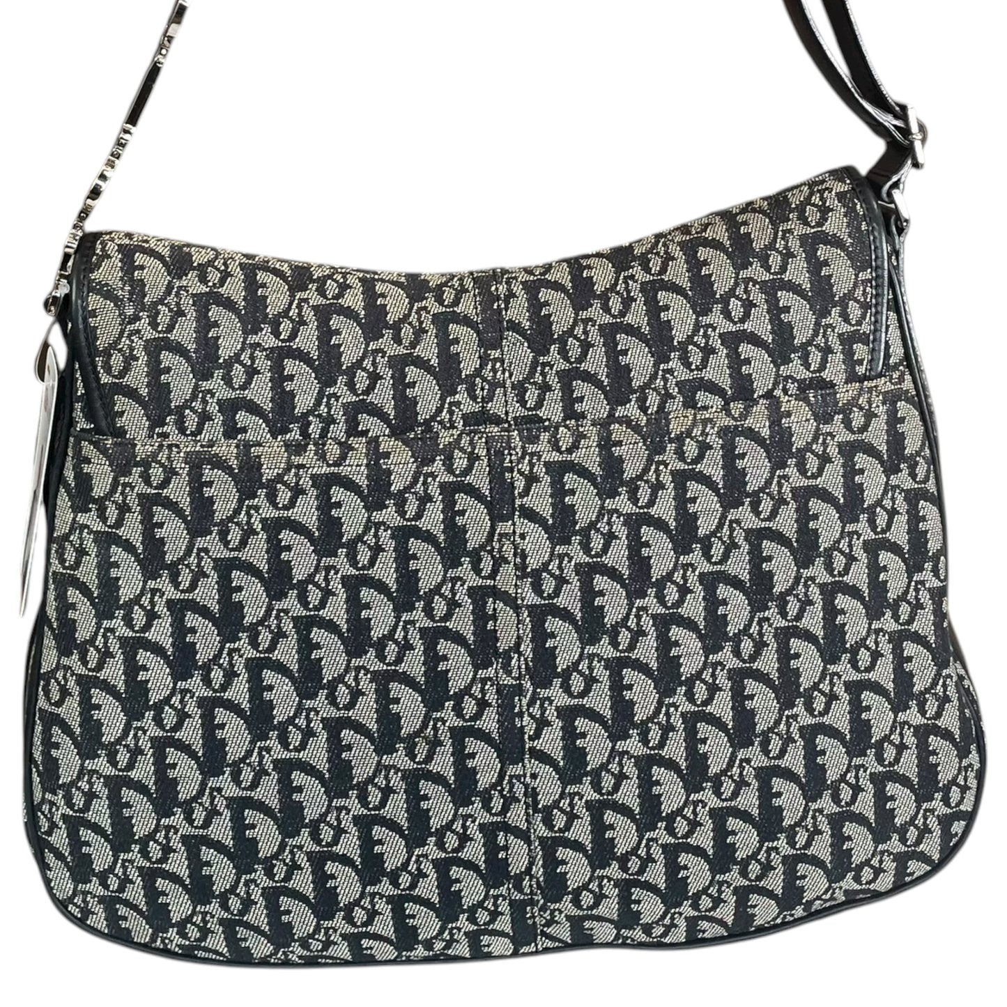 Christian Dior Oblique SHW Black Leather Canvas Trotter Monogram Crossbody 2 Way Shoulder Messenger Purse