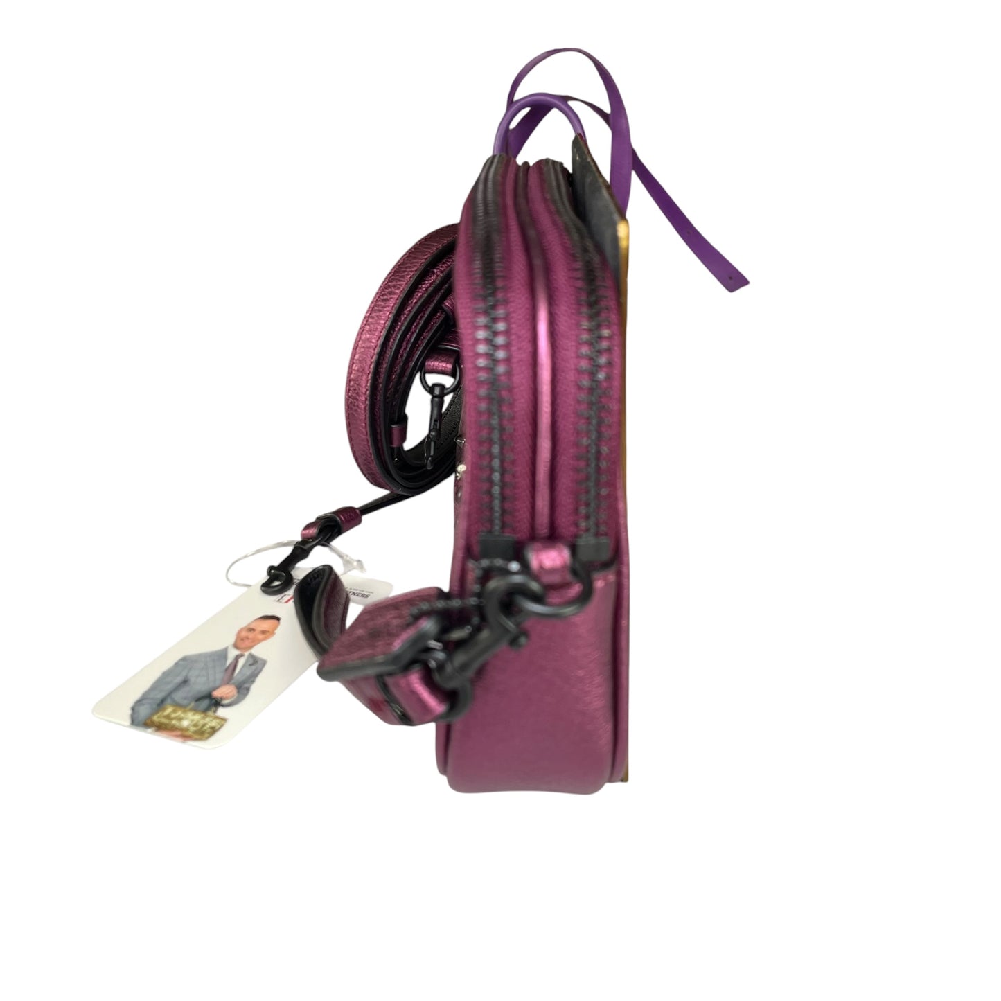 Coach Metallic Star Studded Double Purple Gumetal 2-Way Crossbody Wristlet